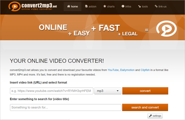 Convert2MP3 is one of 2018 Top 6 Best Free Online Video Converter