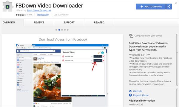 Save Facebook videos with Chrome extension.