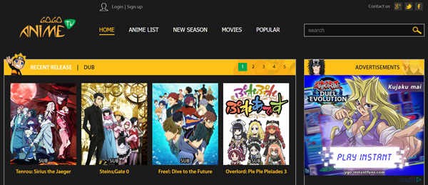 Go Go Anime is one of the Top 8 Websites to Watch Cartoons/Anime Online.