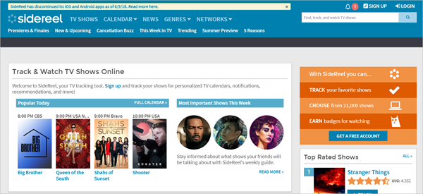 SideReel.com is one of the Top 12 Best Sites to Watch TV Series Online for Free 2019.