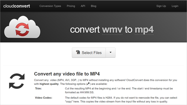 CloudConvert is one of top 5 Best Free Online WMV to MP4 Converter.