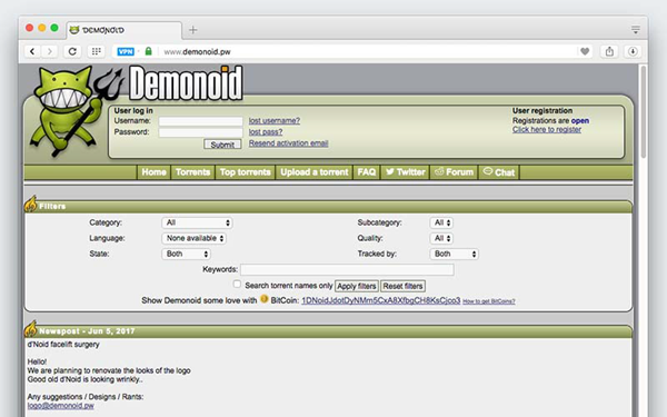 DEMONOID is one of the 10 Best Torrent Sites for Mac to Download Torrents.