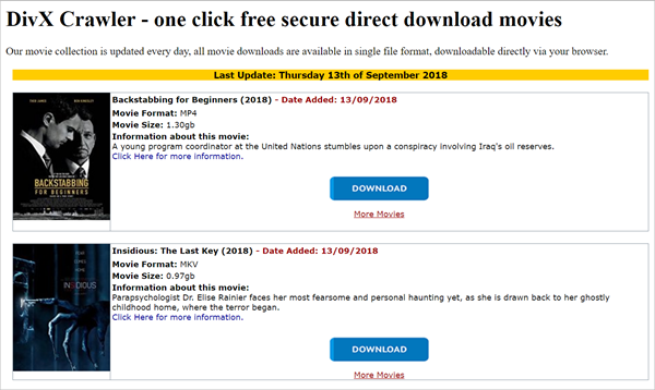 DIVX Crawler is one of the 10 Great Sites to Download Free Movies from Mobile Devices.