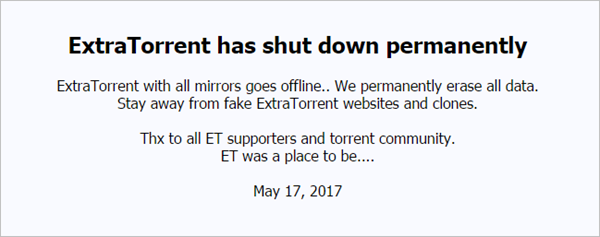 ExtraTorrent Shut Down Permanently