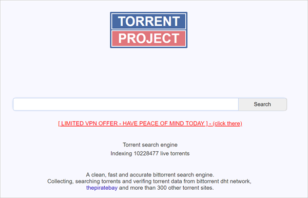 Torrent Project is actually an alternative to Torrentz keeping all the projects and ethics from its parent site.